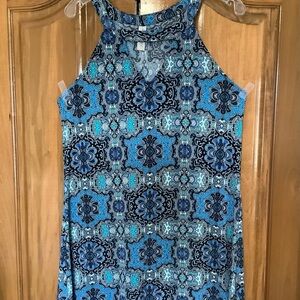 Allison Joy Blue Patterned Halter Tank Top